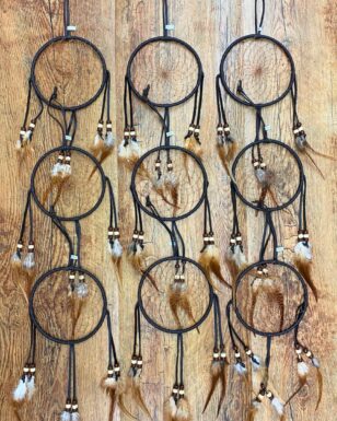 12 - All Leather Handmade  5" Dream Catchers!