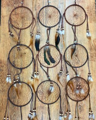 12 - All Leather Handmade  6" Dream Catchers!