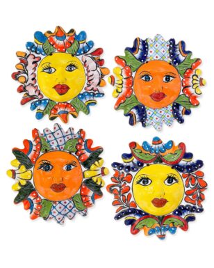 Talavera-Style Sun Face Wall Hangings