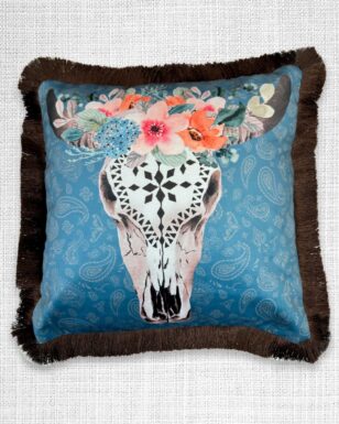 Velveteen Fringed Pillow Cover, Design #10