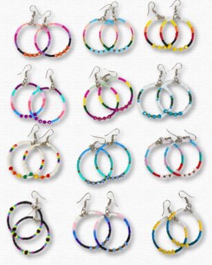 Southwest Style Beaded Hoop Earrings