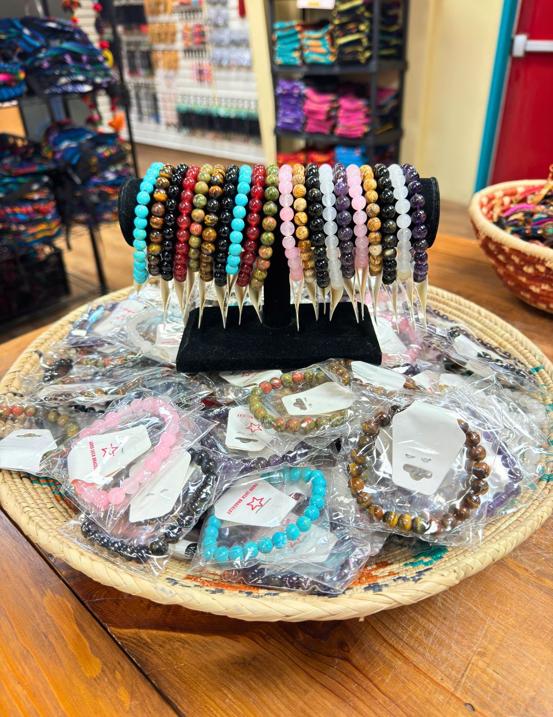 <FONT COLOR="RED">JUST IN!</FONT>20 Pack Southwest Assorted Semiprecious Stone Beaded Bracelets. - Image 2