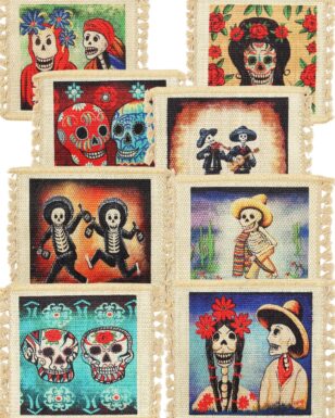 120 Pack Digital Print Day of the Dead Coasters,