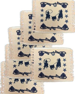 6pk Cotton Stencil Coasters-Western <br>Design 3