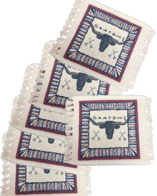 6pk Cotton Stencil Coasters-Western <br>Design 91