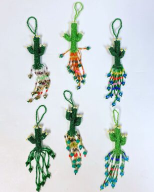 6 PACK Beaded Cactus/Saguaro Ornaments.