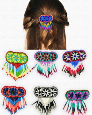 <FONT COLOR="RED">FAST SELLER!!</FONT> 12 PACK Beaded 3 Circle Fringed Hair Clips!