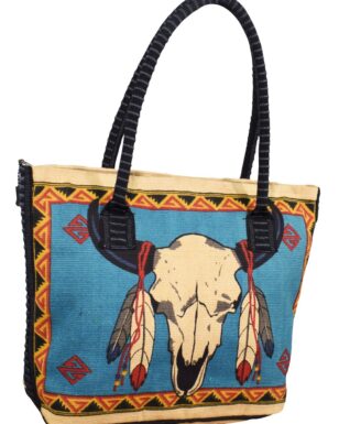 Cotton Stencil Purse- Feather Skull