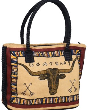 Cotton Stencil Purse- Long Horn