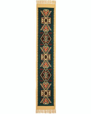 Cotton Stencil Table Runner - 684 - Turquoise