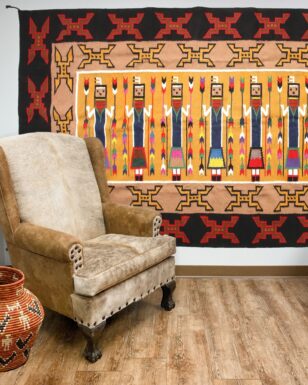 6'x9' Hand Woven Wool Trading Post Rug Golden Yei