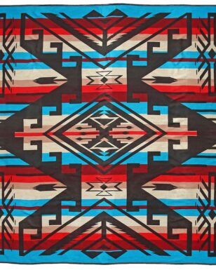 Bedspread 7043 - KING, Black, Blue, Red
