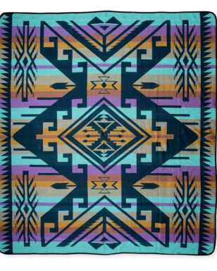 Bedspread 7043 - KING, Blue, Teal, Purple