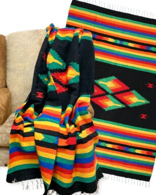 <b>4 Pack</b> Handwoven Fiesta Blankets in Black!
