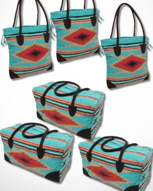 3 Handwoven Southwest Tote & Duffel Bag Set.