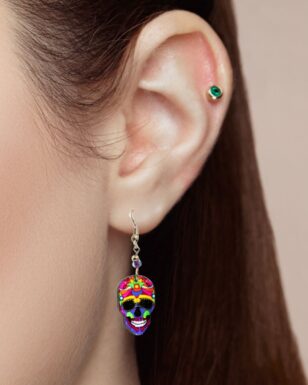 Hot Seller ! 24  Day of Dead Hand Crafted Skull Earrings