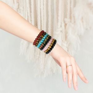 <FONT COLOR="RED">JUST IN!</FONT>20 Pack Southwest Assorted Semiprecious Stone Beaded Bracelets. - Image 3