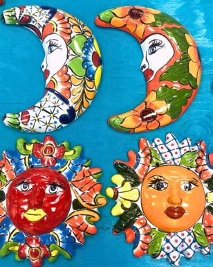 4 Pack Talavera-Style Moon/Sun Wall Decor.