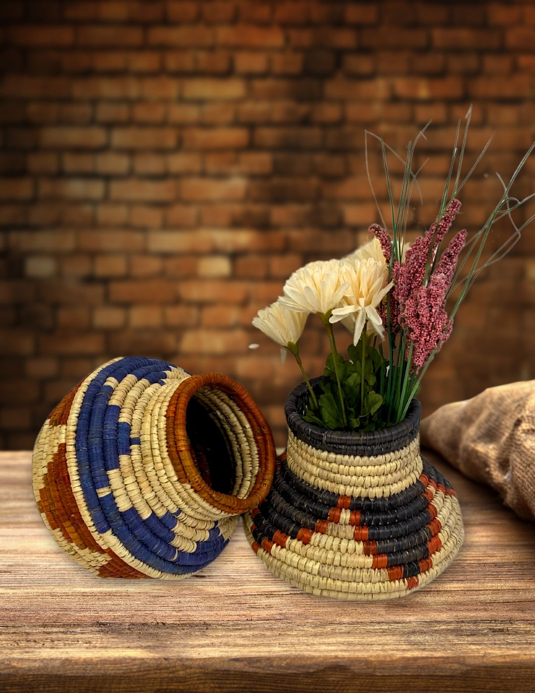 12 - Southwest style Handcrafted Extra Fine Small Cobra Baskets.
