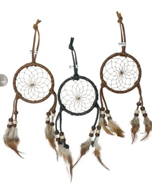 12 All-Leather Handmade 3" Dream Catchers !