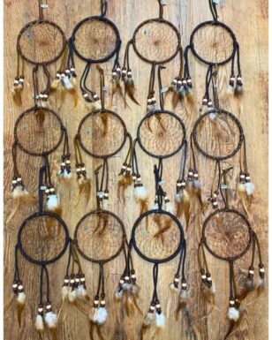 LEATHER DREAM CATCHERS !  12 All Leather Hand Made 4" Dream Catchers !