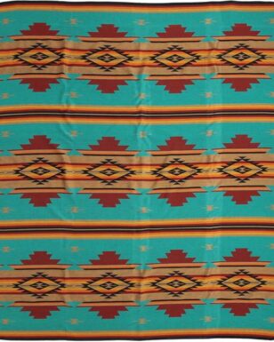 Bedspread 7029 - QUEEN, Turquoise, Tan