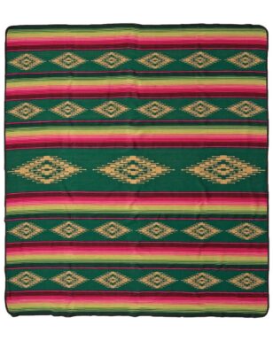 Bedspread 7030 - QUEEN, Green, Pink