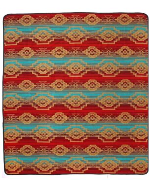 Bedspread 7038 - QUEEN, Red, Teal