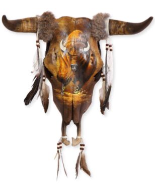 Southwest-Style Cow Skull, Running Buffalo