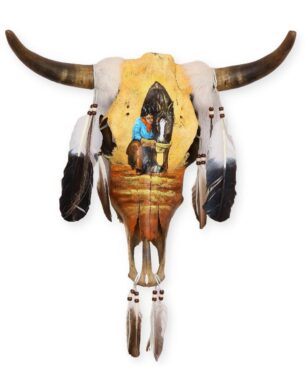 Southwest-Style Cow Skull, Thirsty Horse