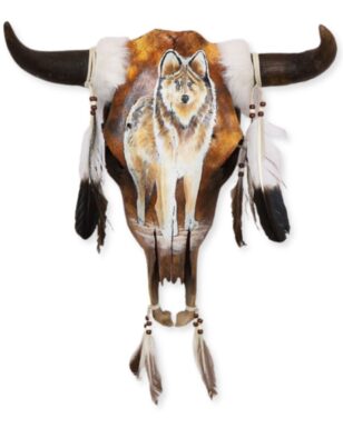 Southwest-Style Cow Skull, Wolf