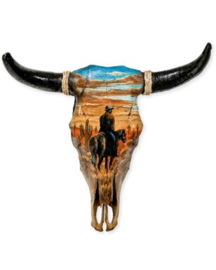Southwest-Style Cow Skull, Lone Cowboy