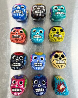 Small Ceramic Day of Dead skull Magnet