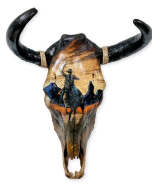 Southwest-Style Cow Skull, Cowboy Lasso