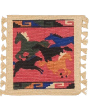 6pk Cotton Stencil Coaster- Running Horses <br>Design 128