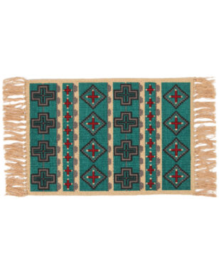 Cotton Stencil Table Mat- 163 & 164 - Turquoise