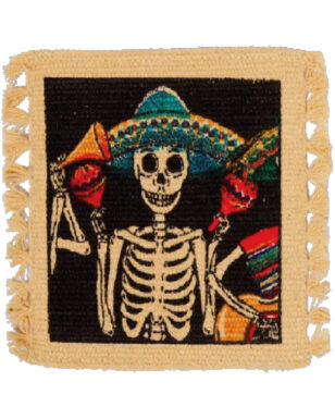 6pk Cotton Stencil Coasters <br> Day of the Dead Design