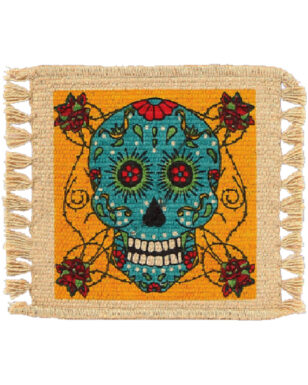 6pk Cotton Stencil Coaster <br>Day of the Dead Design 204