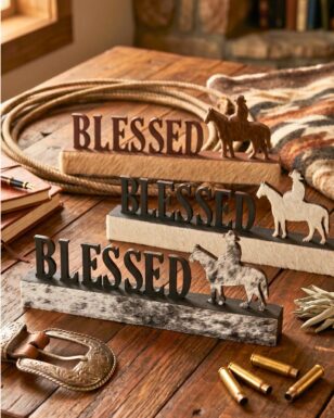 "BLESSES" Cowhide Ornament