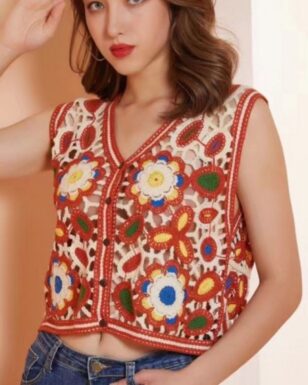 RUST FLORAL VEST 4