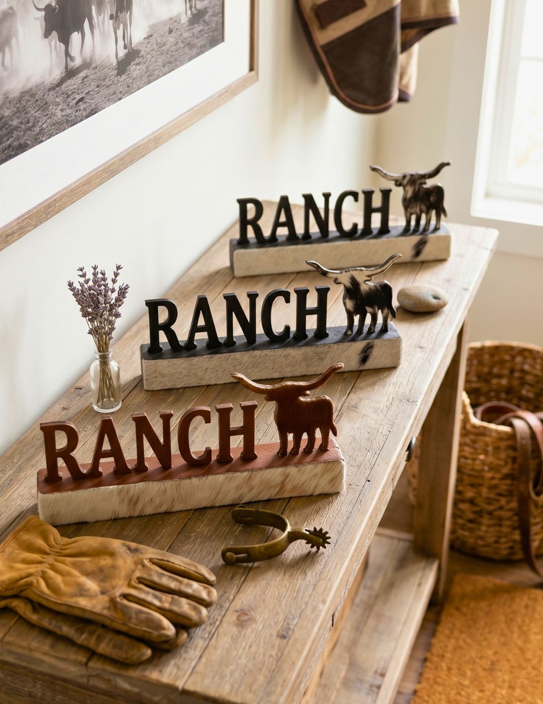 "Ranch" Cowhide Ornament
