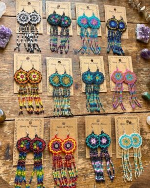 Shield with fringe earrings