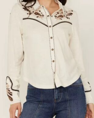 BLACK WOMEN'S WESTERN SHIRT 2, LG