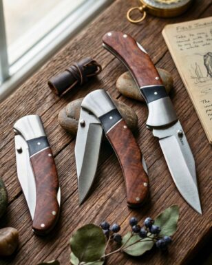 Wood Lock back Knife