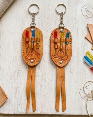 Leather Mini Screwdriver Set Keychain